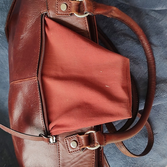 Wilsons Leather brown cognac large briefcase crossbody. Good used condition. - Picture 10 of 16